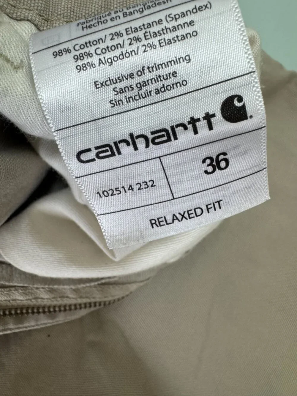 Carhartt Shorts Mens 36 Canvas Work Y2K Relaxed Fit Khaki 9" Inseam 102514-232 - Picture 5 of 12